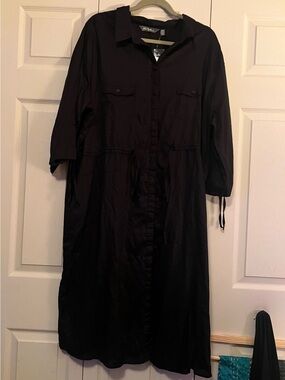 NWT Ulla Popken Black Midi Shirt Dress 20 22